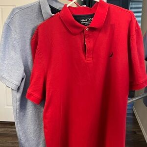 Nautica Men's Red and Blue Gray Polo Shirts